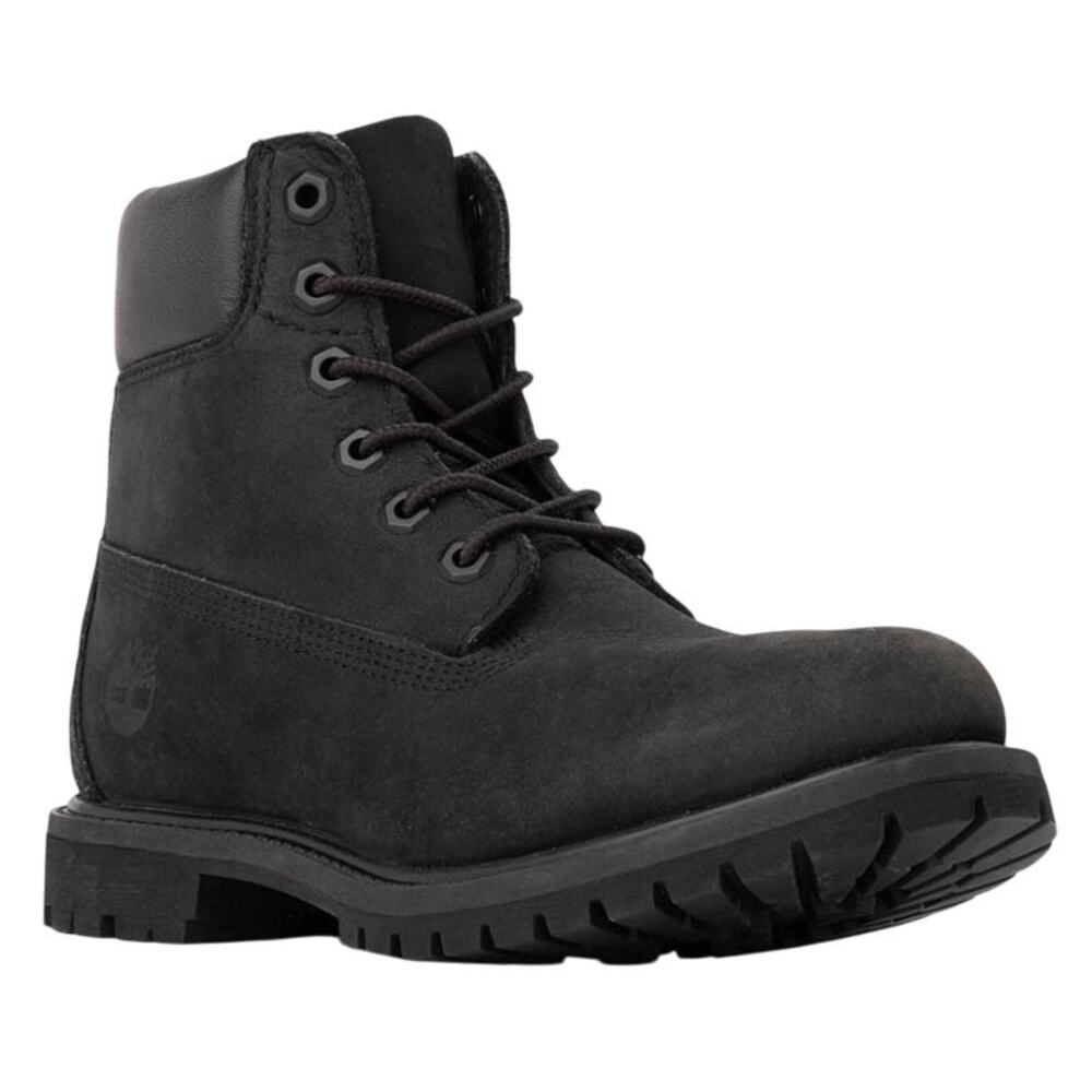 Timberland Premium Womens 6" Ankle Boots Size 6.5 Black Nubuck Leather WP NIB